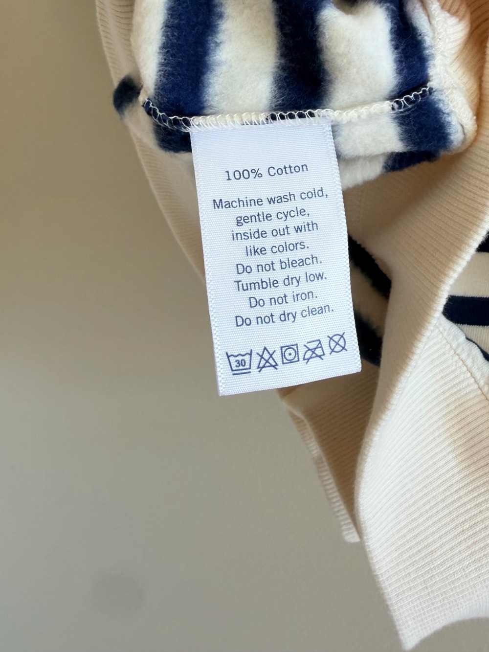 Striped Puff-Sleeve Sweatshirt - White & Navy - Picture 11 of 15